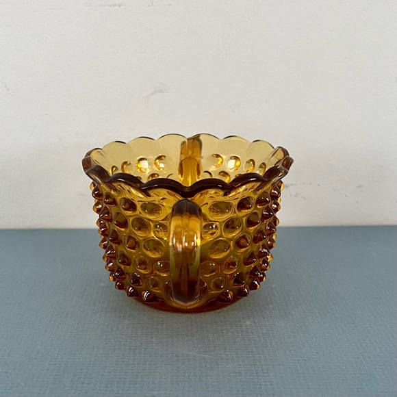 Vintage Fenton Amber Hobnail Vase & Sugar Bowl - Picture 5 of 8